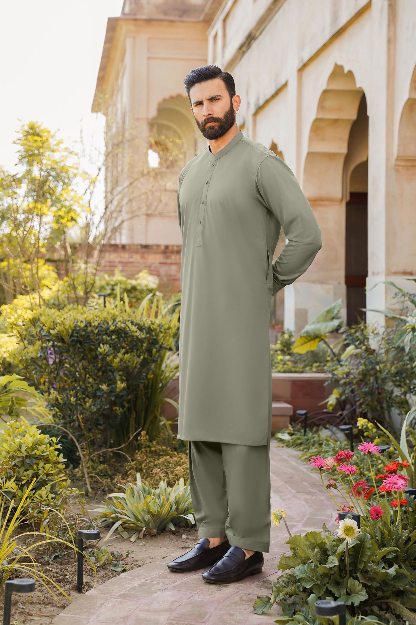 SHALWAR KAMEEZ FOR MEN | KHAKI GREEN