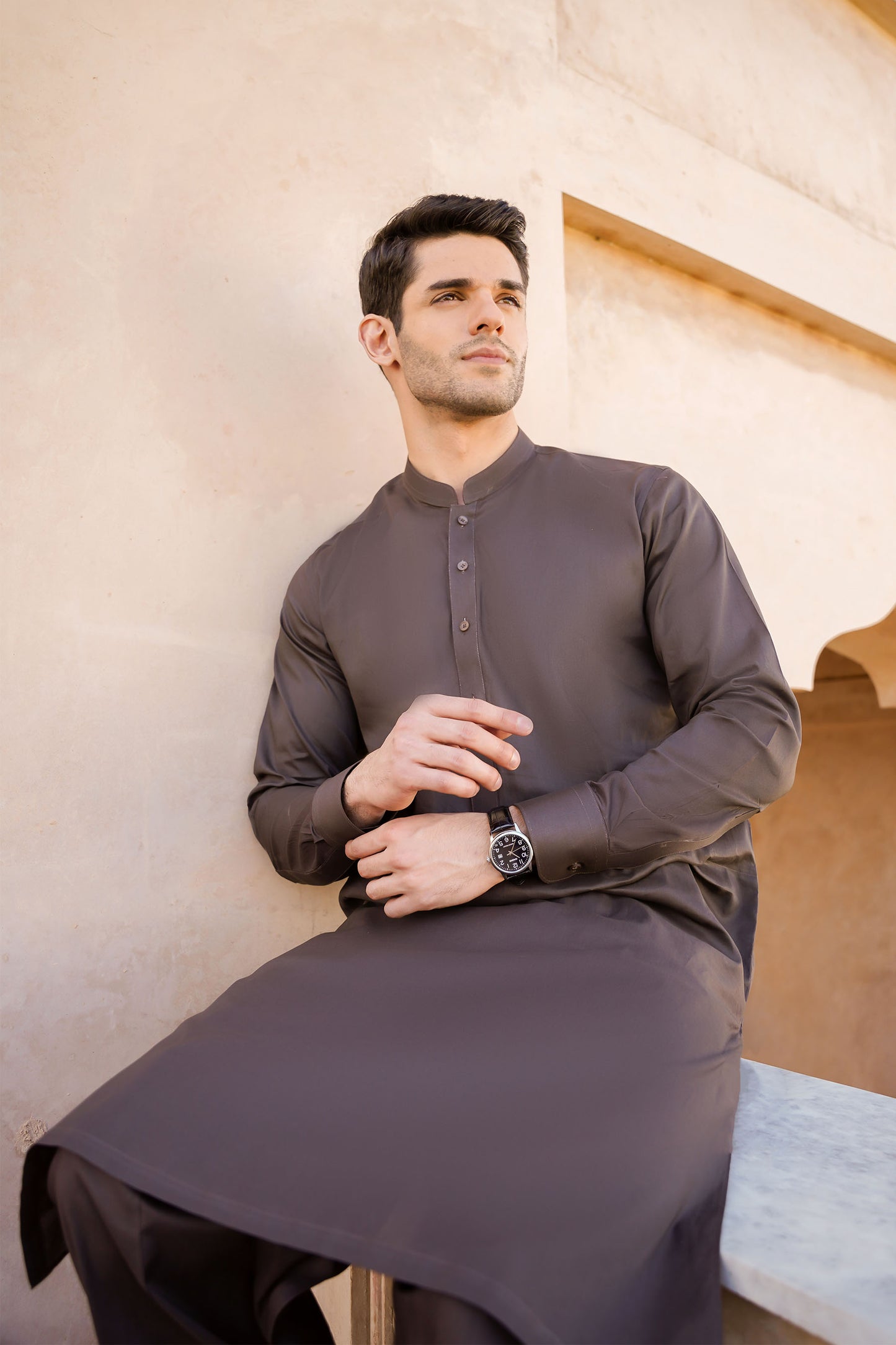 SHALWAR KAMEEZ FOR MEN | CHOCOLATE BROWN - COTTON