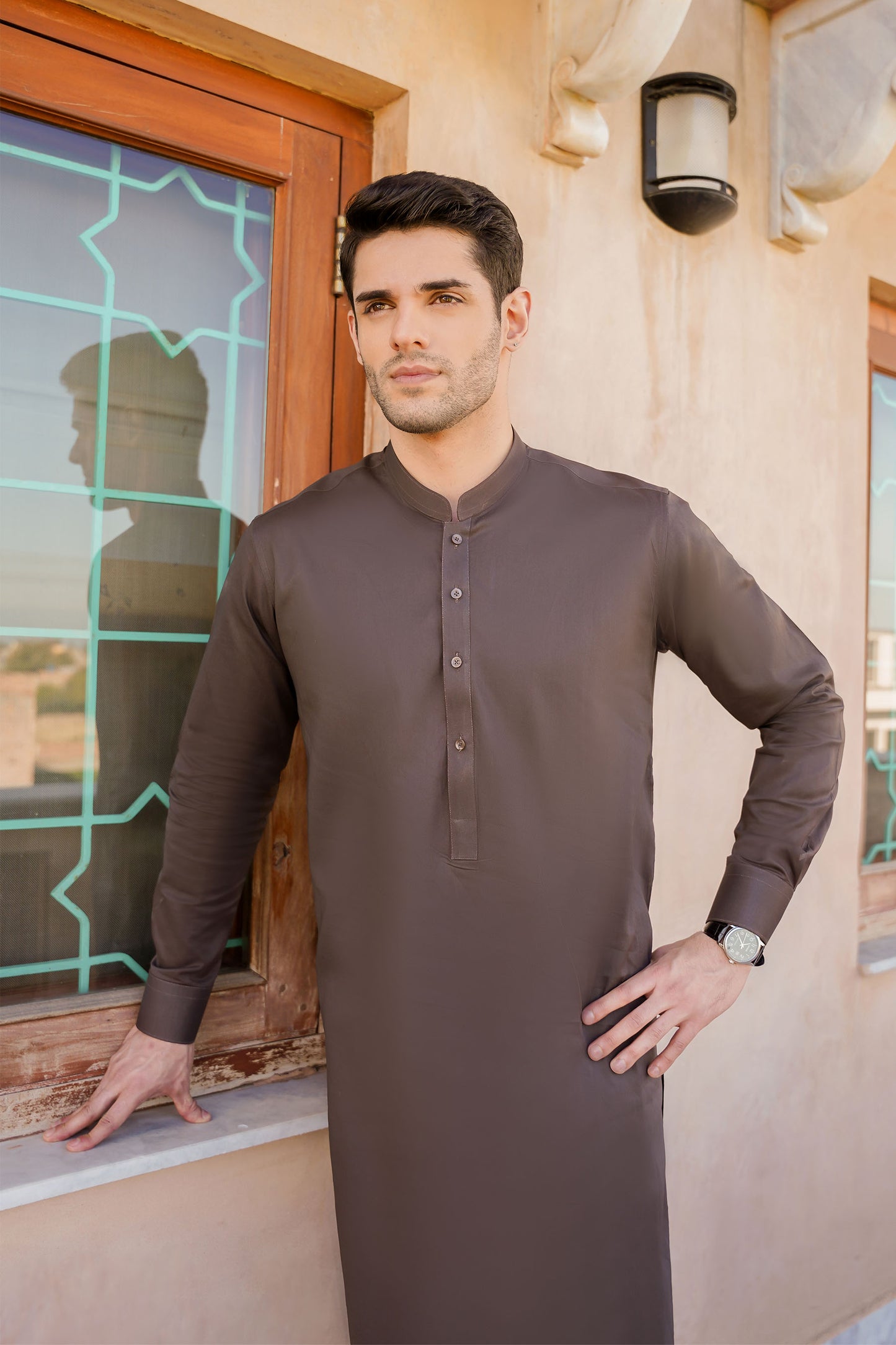SHALWAR KAMEEZ FOR MEN | CHOCOLATE BROWN - COTTON