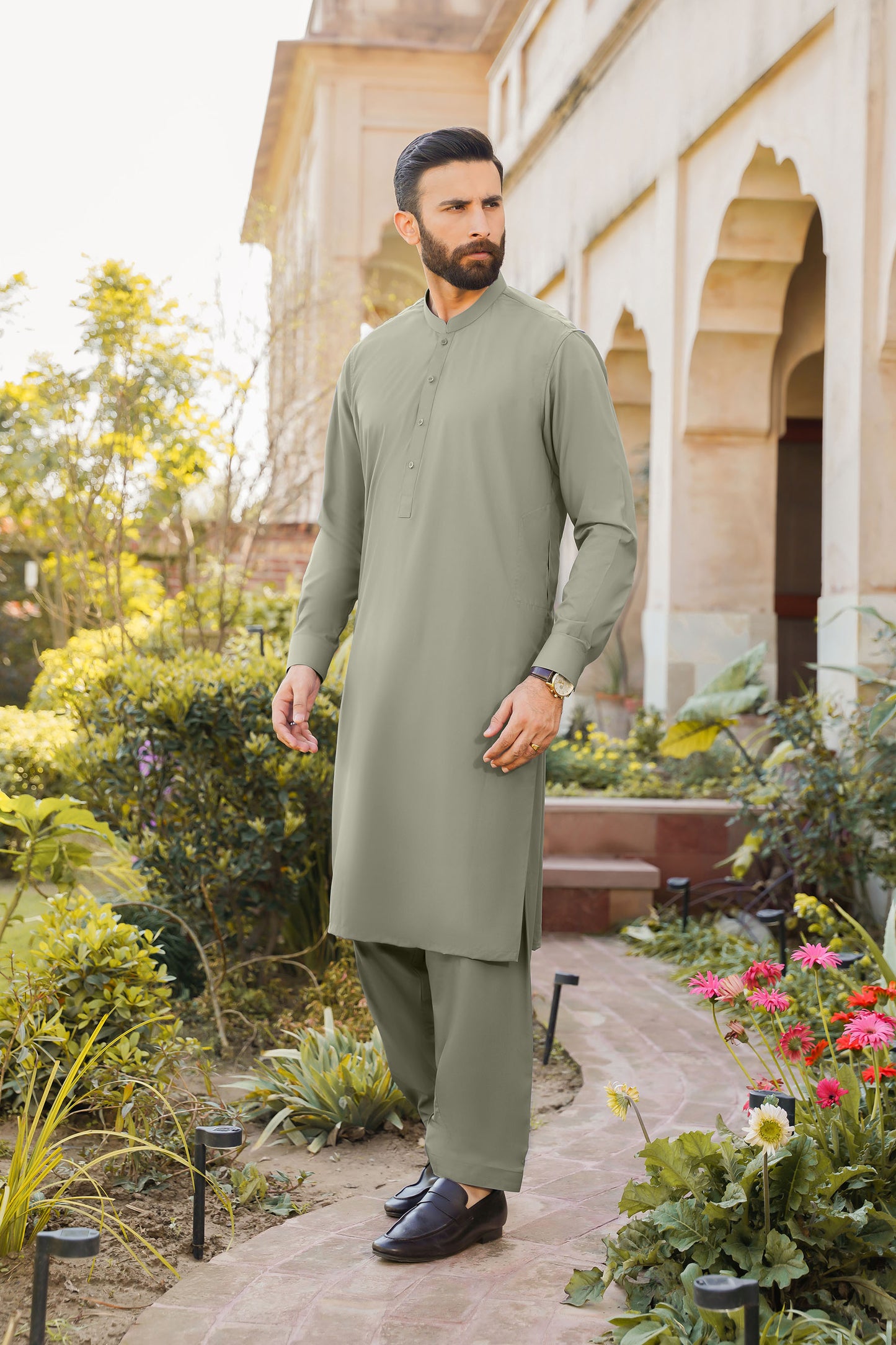 SHALWAR KAMEEZ FOR MEN | KHAKI GREEN