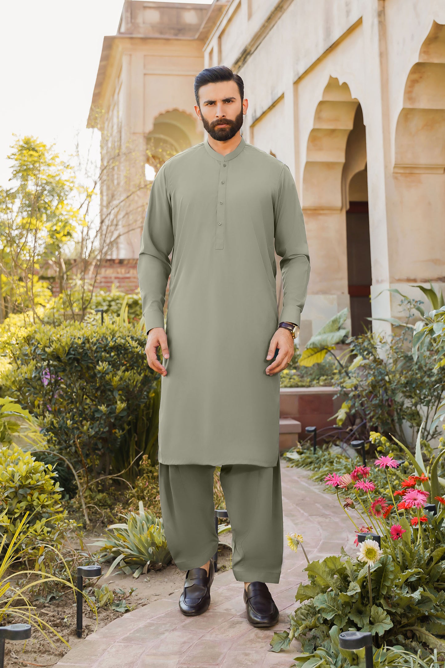 SHALWAR KAMEEZ FOR MEN | KHAKI GREEN