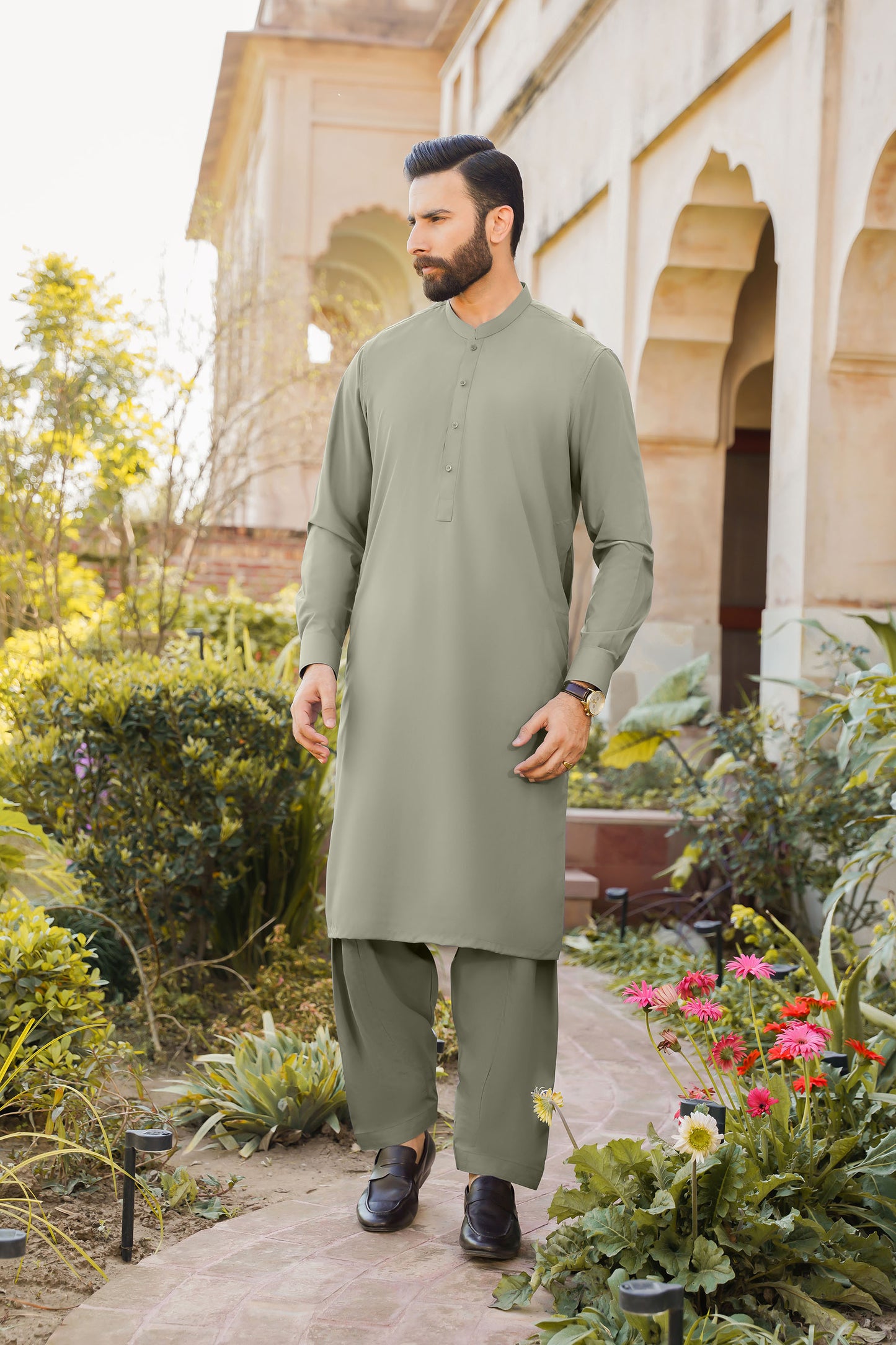 SHALWAR KAMEEZ FOR MEN | KHAKI GREEN