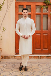 SHALWAR KAMEEZ FOR MEN | EGGSHELL WHITE - BOSKI