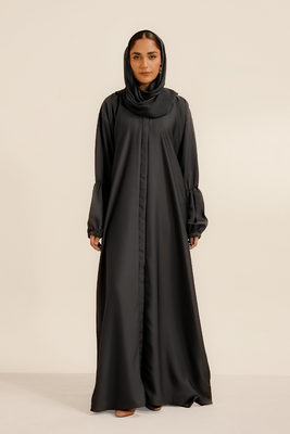 Basic Gathered Sleeves Abaya | Grey