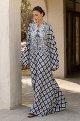Indigo Lattice Kaftan