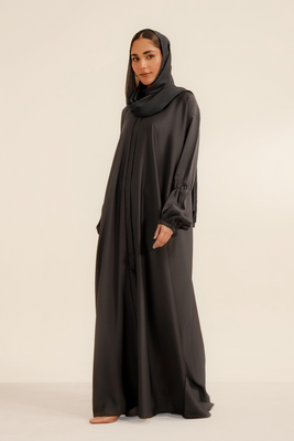 Basic Gathered Sleeves Abaya | Grey