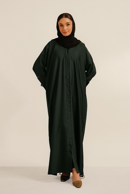 Basic Pleat Abaya Set | Dark Green