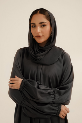 Basic Gathered Sleeves Abaya | Grey