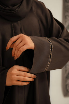Basic Diamante Abaya | Brown