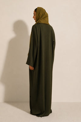 Textured Abaya Set | Olive