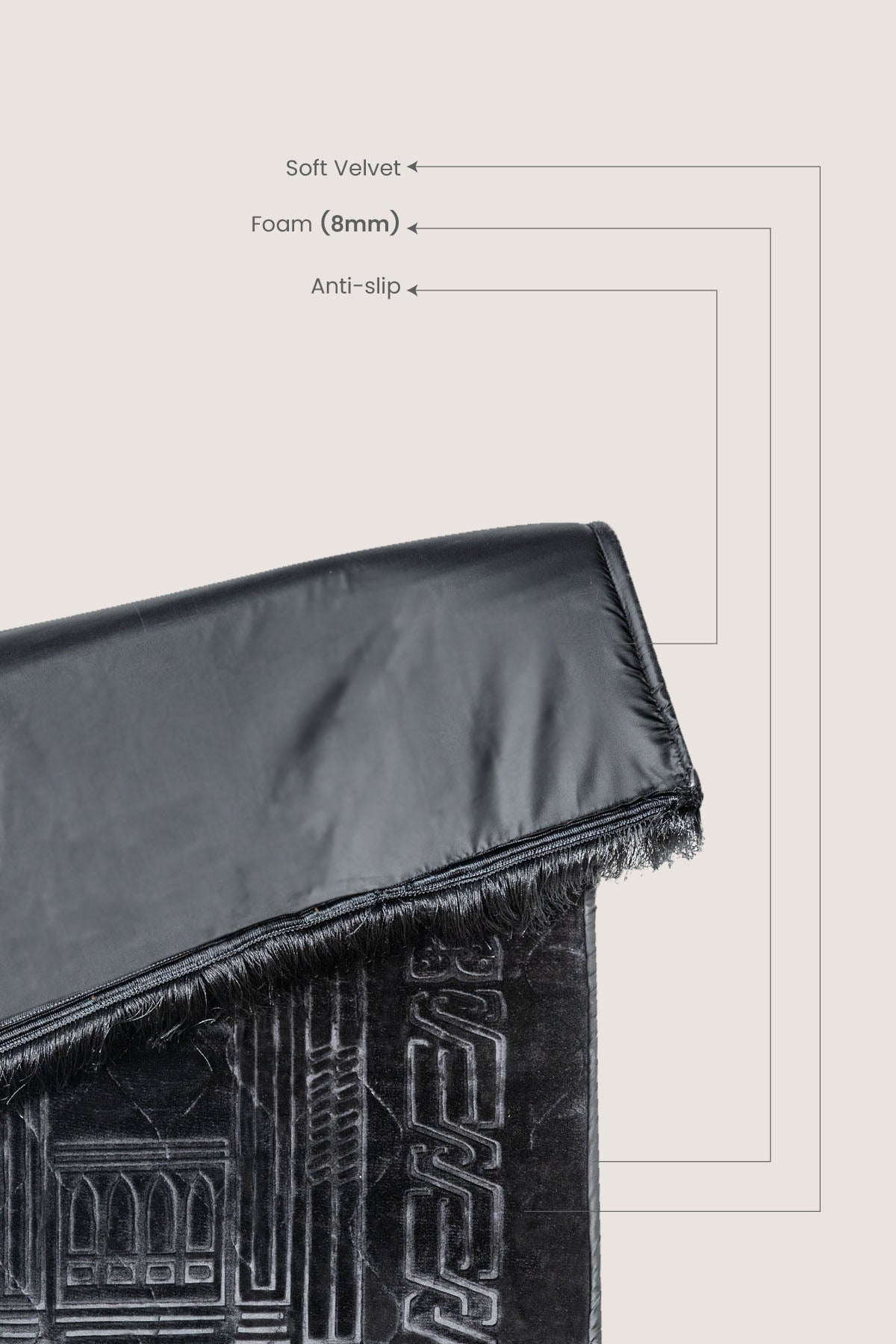 Prayer Mat Pure Elegance | Black | Cushioned