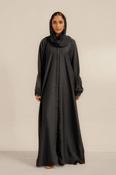 Basic Gathered Sleeves Abaya Set | Grey