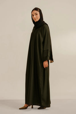 Basic Pleat Abaya Set | Dark Green