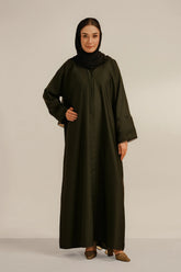 Basic Pleat Abaya Set | Dark Green