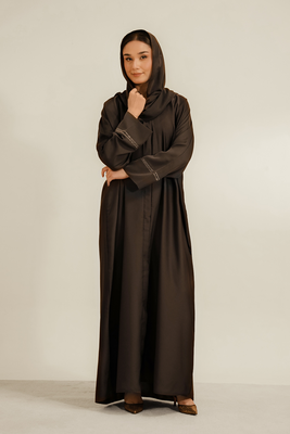Basic Diamante Abaya | Brown