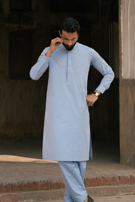 Light-Blue Cotton | Shalwar Kameez