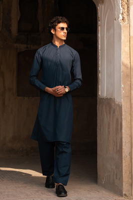 Navy Cotton | Shalwar Kameez