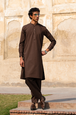 Brown Cotton | Shalwar Kameez