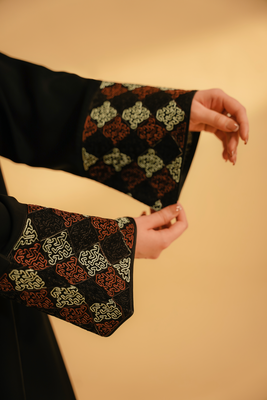 Cuff Embroidered Abaya | Black