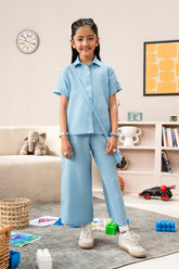 Girls - Textured Co-ords | Sky Blue