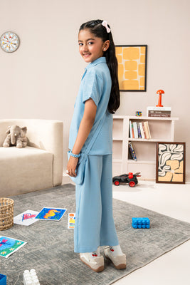 Girls - Textured Co-ords | Sky Blue
