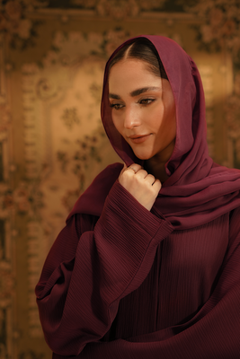 Textured Abaya | Maroon