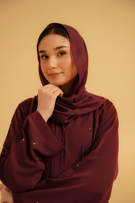 Embellished Abaya Set | Maroon