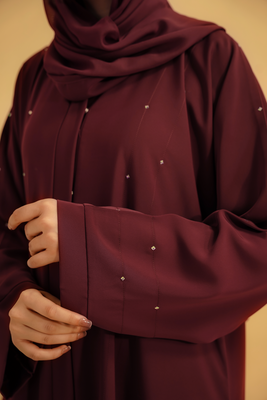 Embellished Abaya Set | Maroon