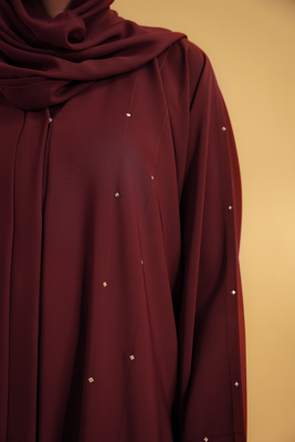 Embellished Abaya Set | Maroon