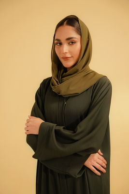 Textured Abaya Set | Olive