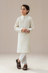 Off-White Chikankari | Kids-Kurta Trouser