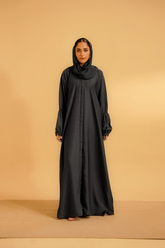 Basic Gathered Sleeves Abaya | Grey