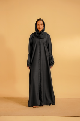 Basic Gathered Sleeves Abaya | Grey