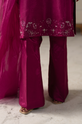 Royal Plum | Embroidered Raw Silk