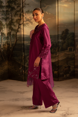 Royal Plum | Embroidered Raw Silk