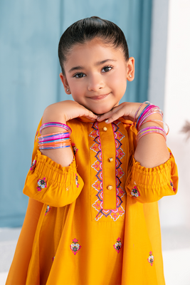Embroidered 3Pc | Marigold Orange