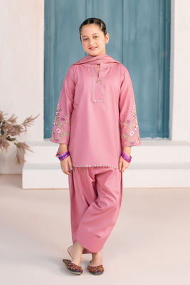 Embroidered 3PC | Dusty Rose