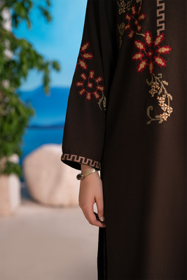 Embroidered 3PC | Coffee Brown