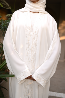 Embroidered Abaya Set | White