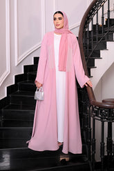 Pleated Pearl Abaya Set | Pink