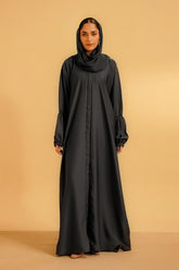 Basic Gathered Sleeves Abaya | Grey