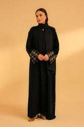Cuff Embroidered Abaya | Black