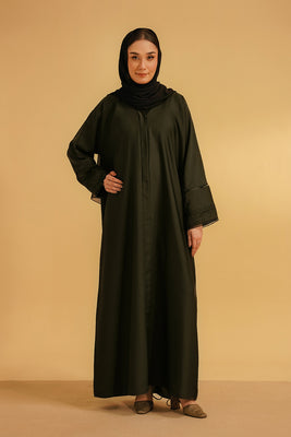 Basic Pleat Abaya | Dark Green