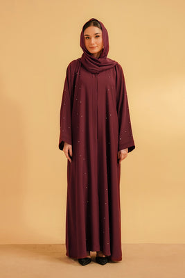 Embellished Abaya Set | Maroon