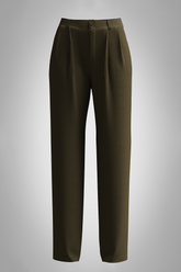 Pleated Olive Straight Pant