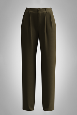 Pleated Olive Straight Pant