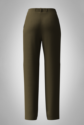 Pleated Olive Straight Pant