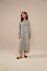 EMBROIDERED CO-ORD | SLIVER HAZE
