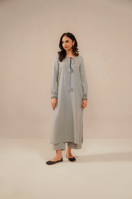 EMBROIDERED CO-ORD | SILVER HAZE