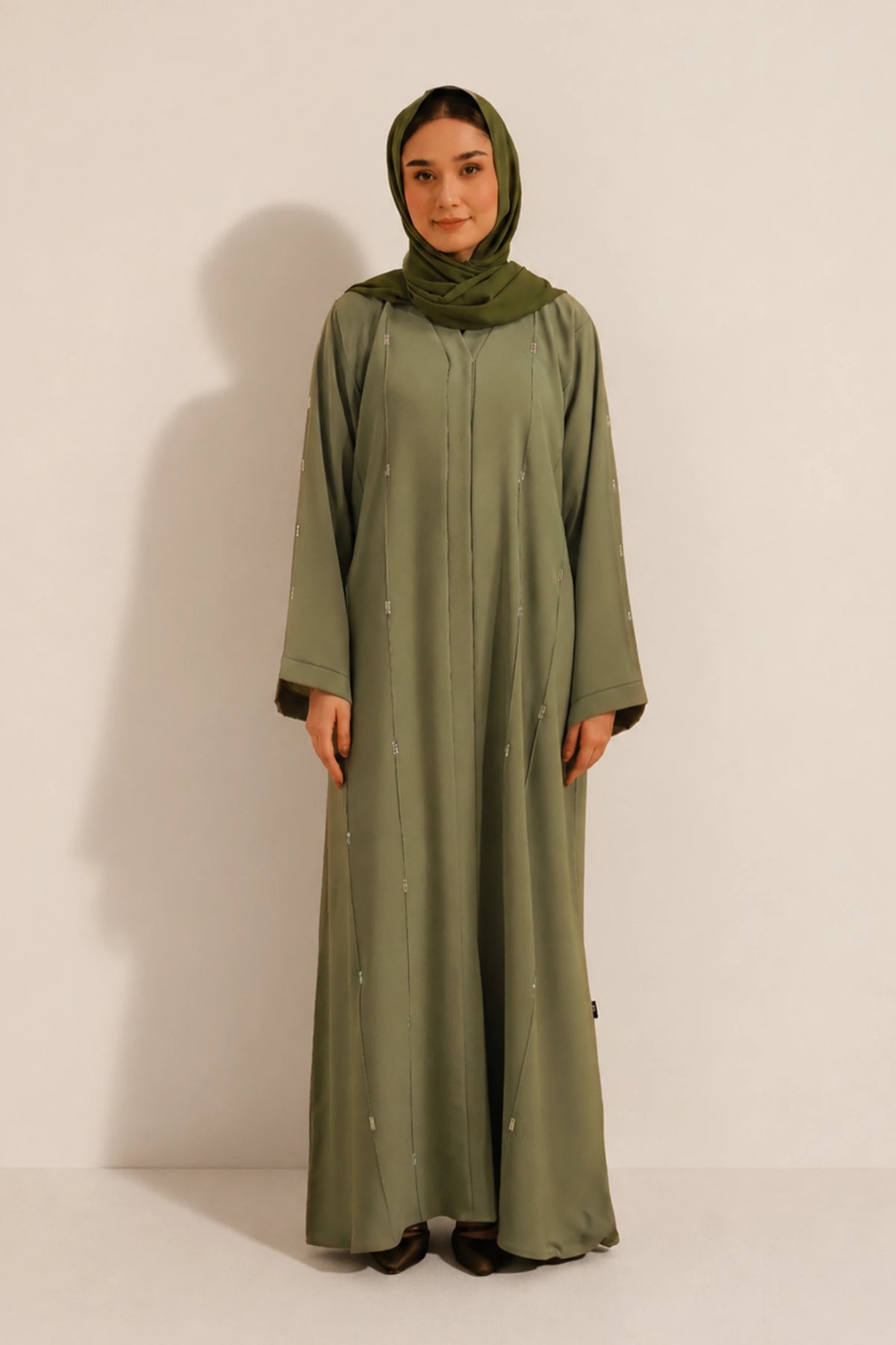 Embellished Abaya Set | Sage Green